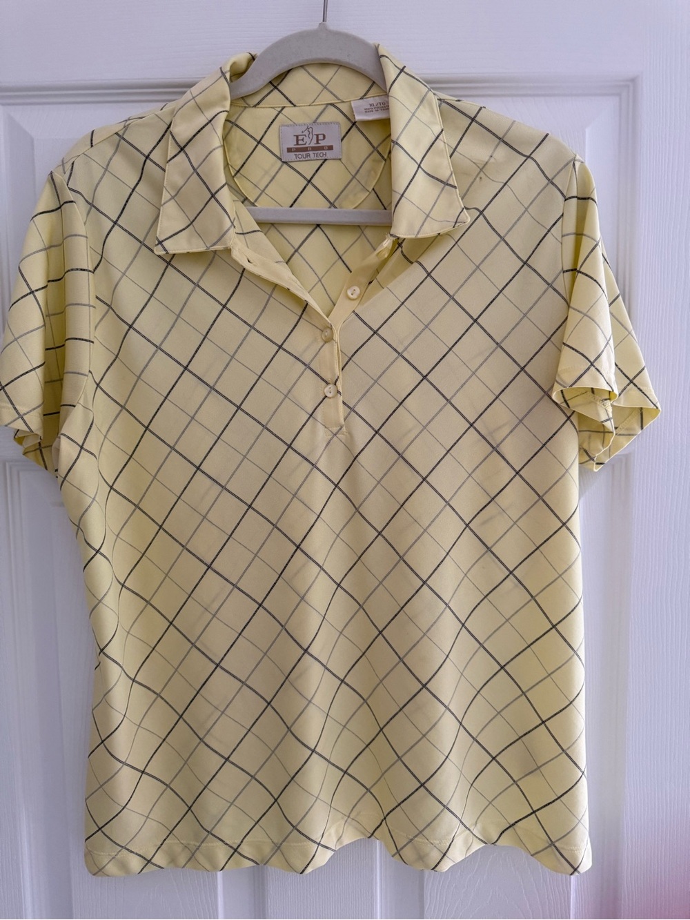 Pale Yellow Plaid Short-Sleeve Polo